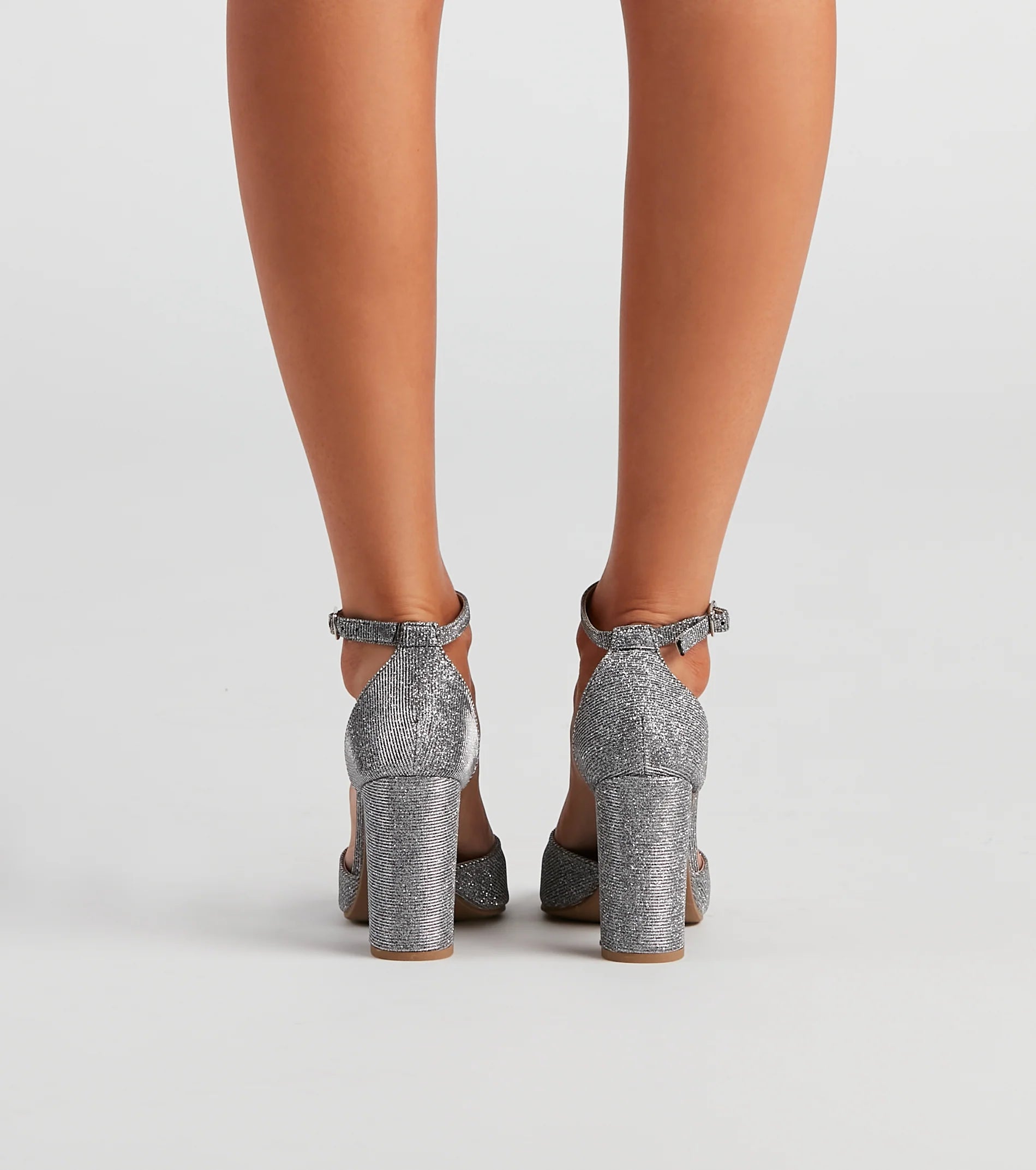 Dazzle Glitter Mesh Block Heels