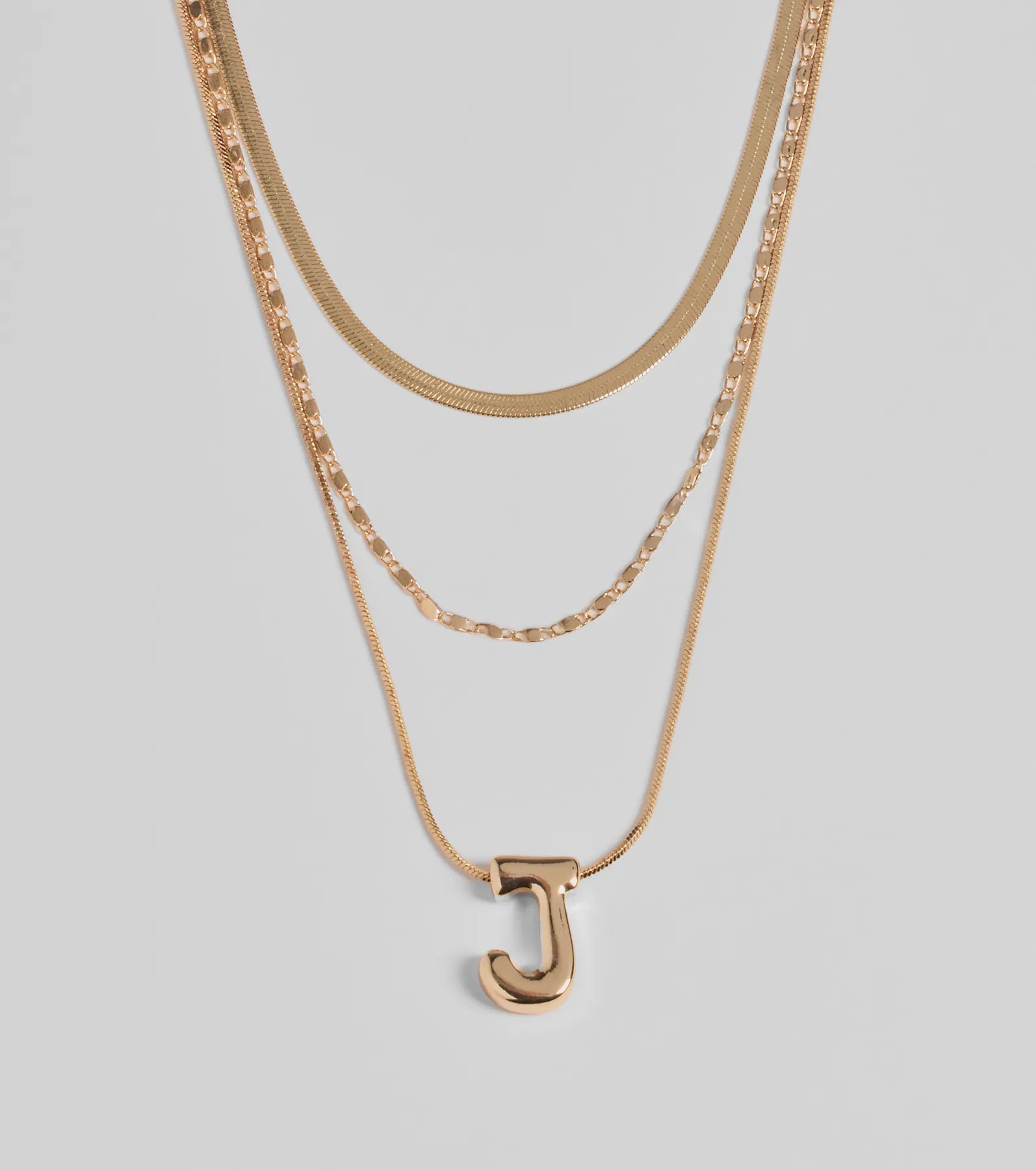 J Initial Layered Bubble Necklace