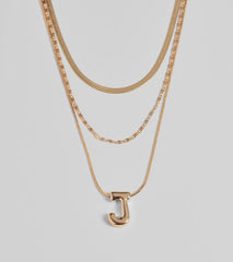 J Initial Layered Bubble Necklace