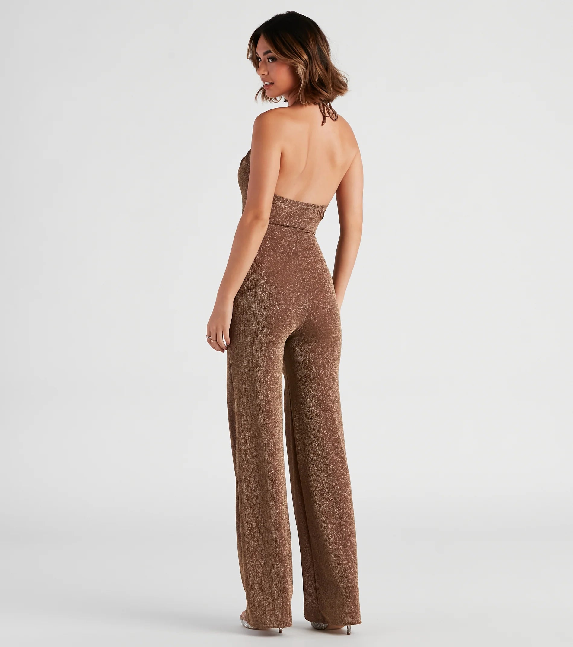 Miss Sparkle Halter Knit Jumpsuit