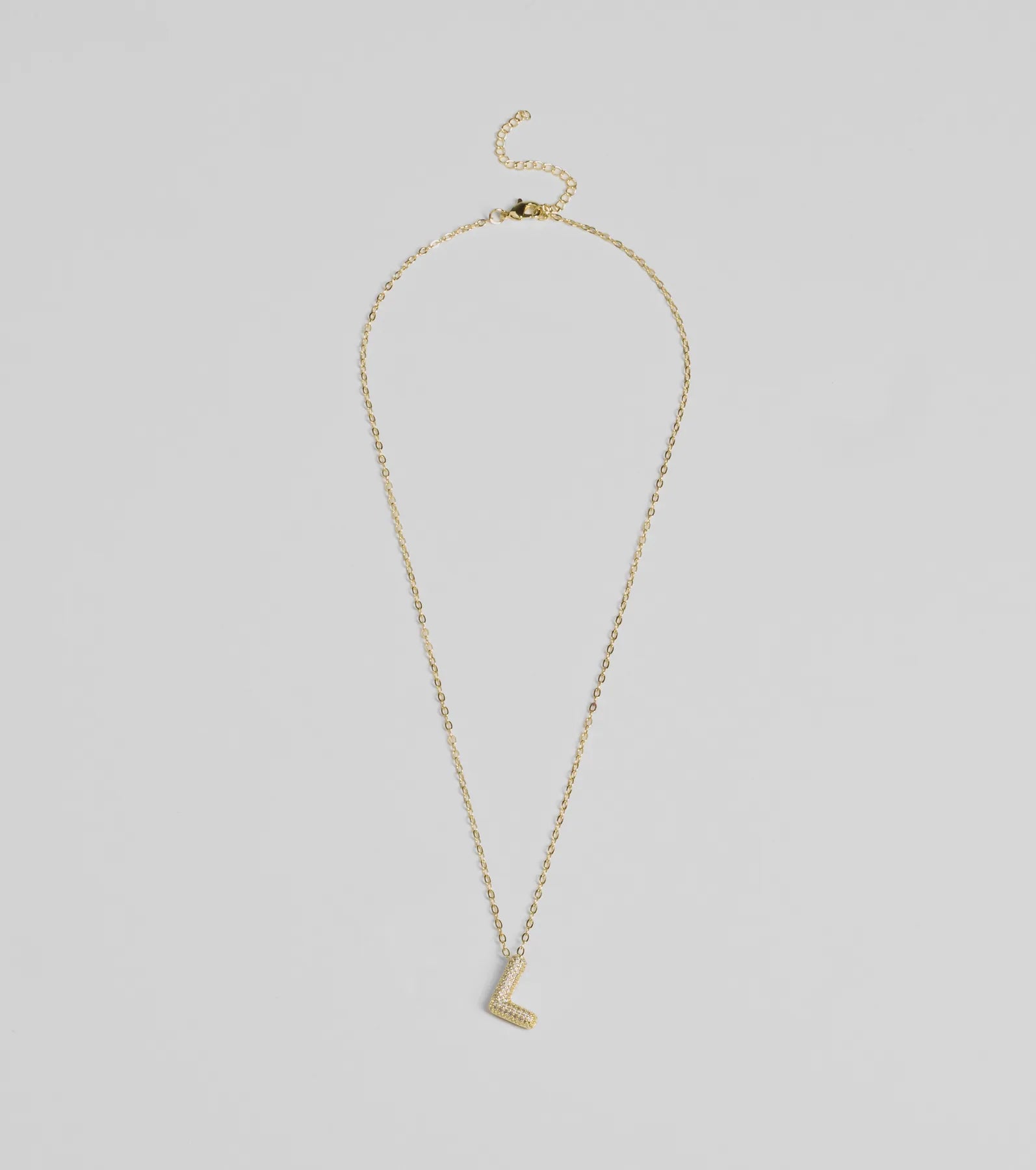 Bubble Letter Monogram Rhinestone Necklace