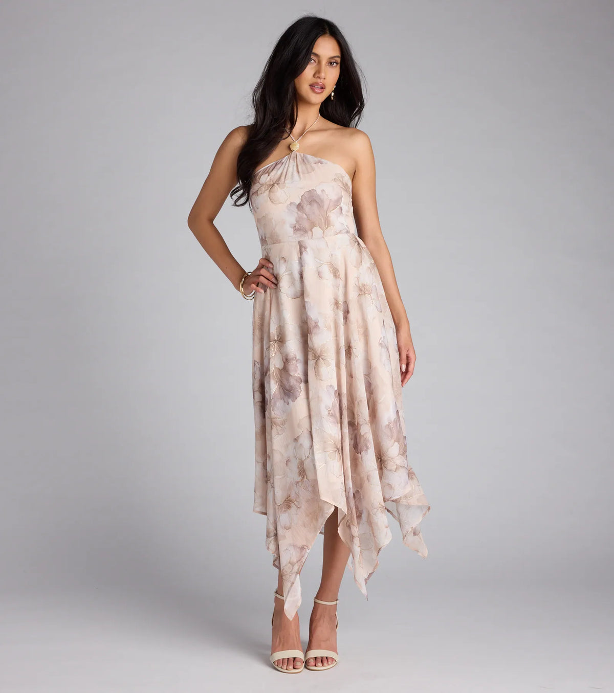 Blossomed Babe Floral Halter Midi Dress