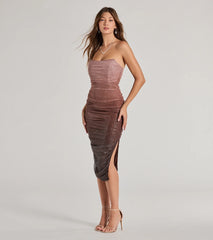 Effortless Dazzle Ombre Glitter Mesh Midi Dress