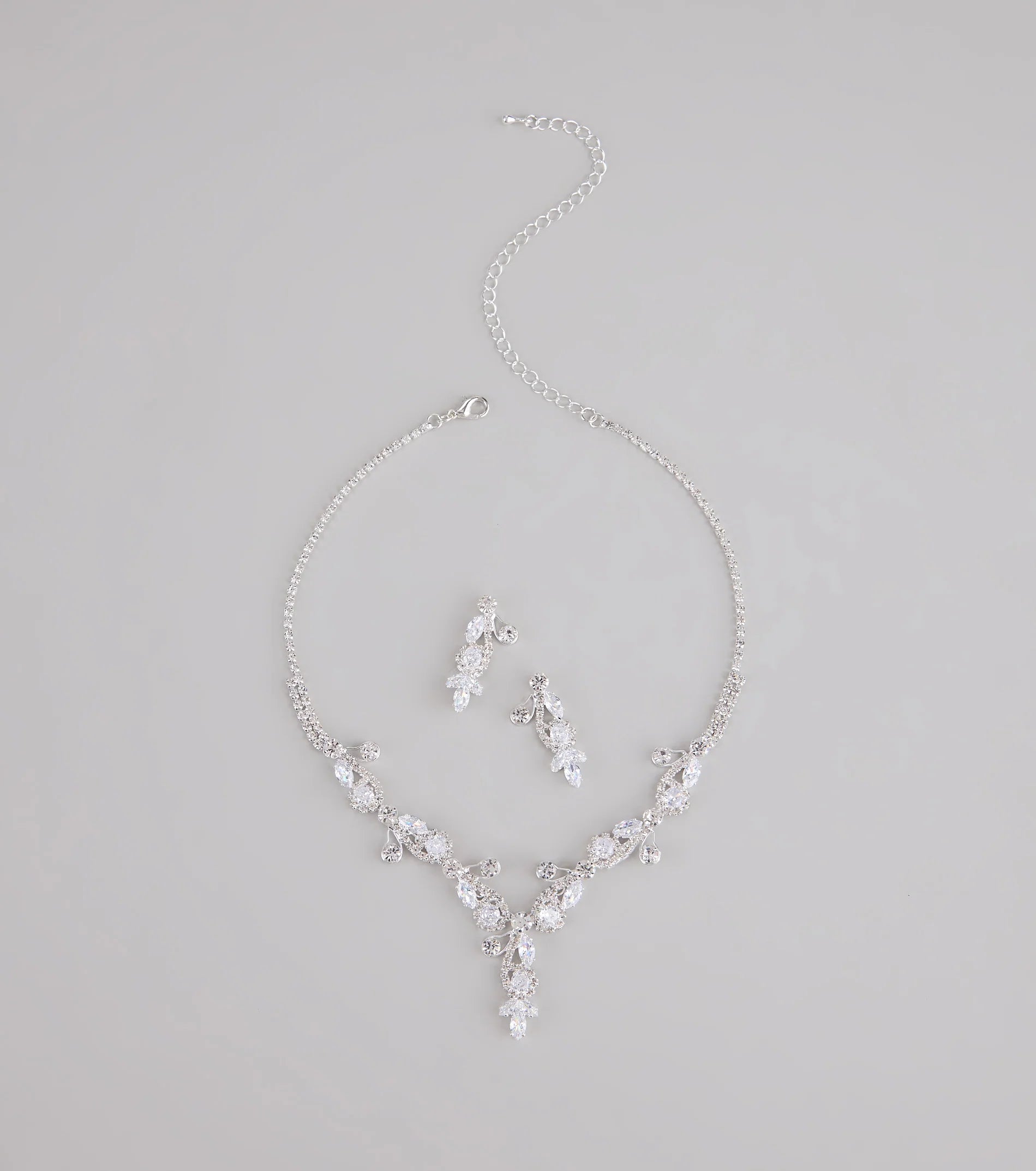 Statement Glow Rhinestone Necklace And Earrings Set