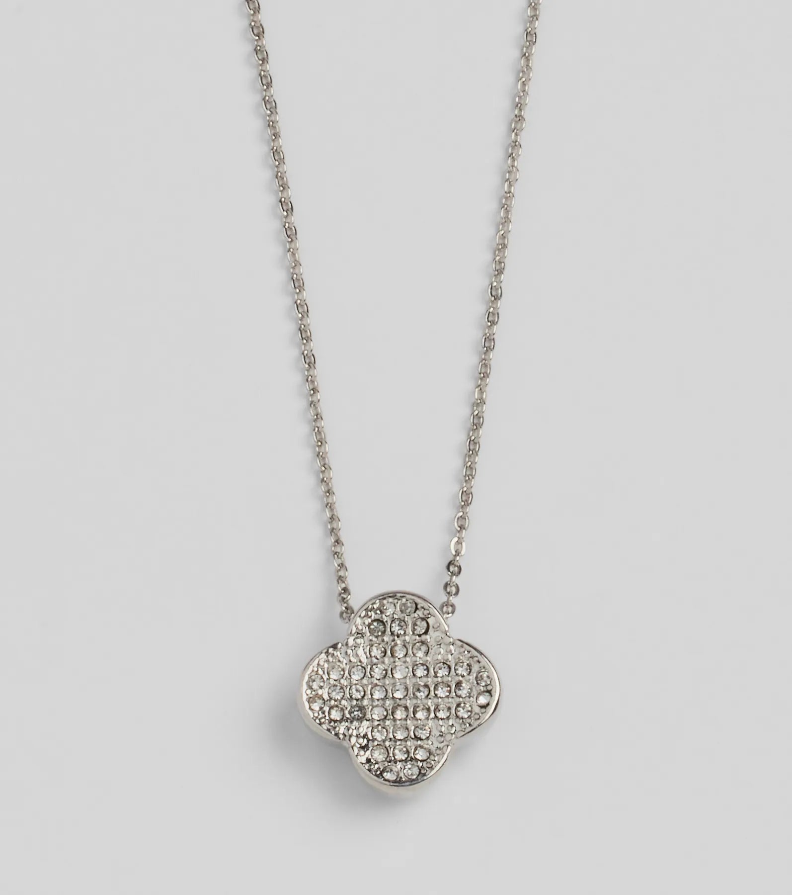 Just Your Luck Rhinestone Clover Charm Necklace