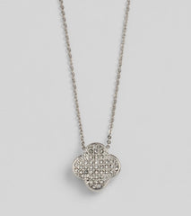 Just Your Luck Rhinestone Clover Charm Necklace