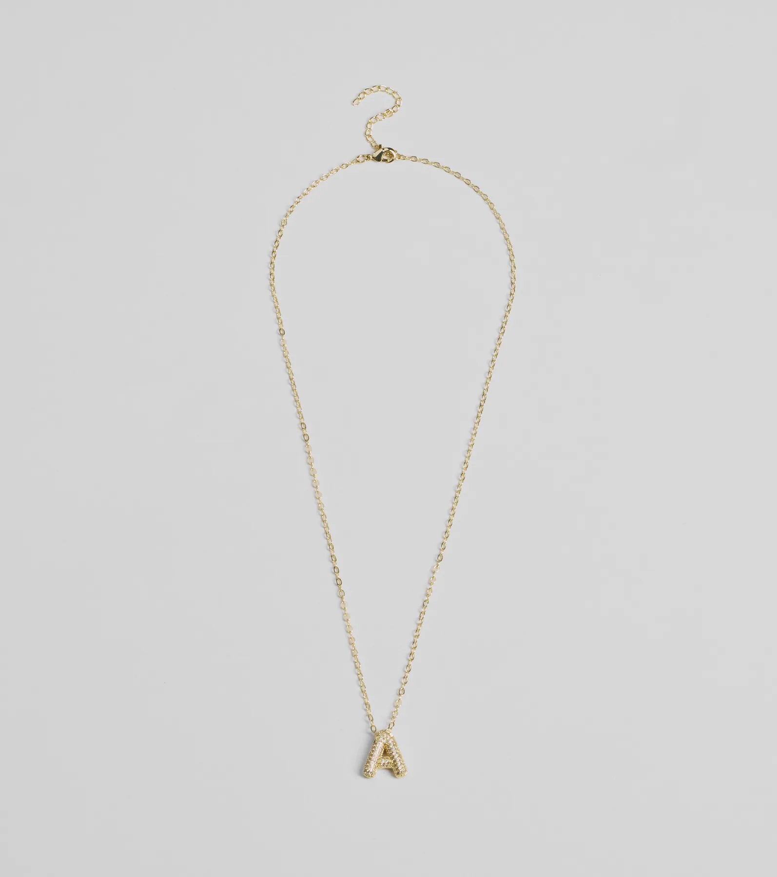 Bubble Letter Monogram Rhinestone Necklace