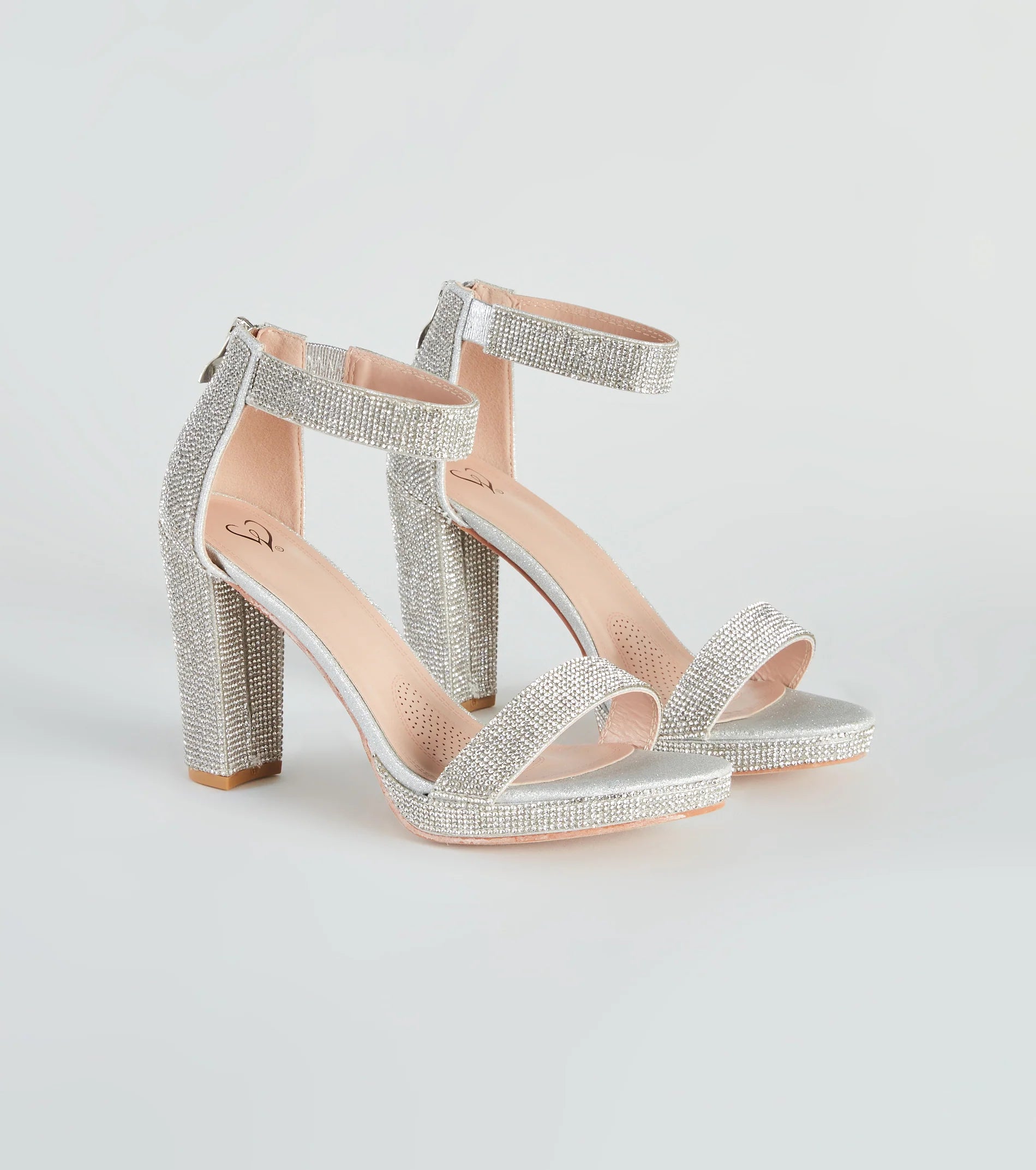 Oh My Shine Rhinestone Block Heels