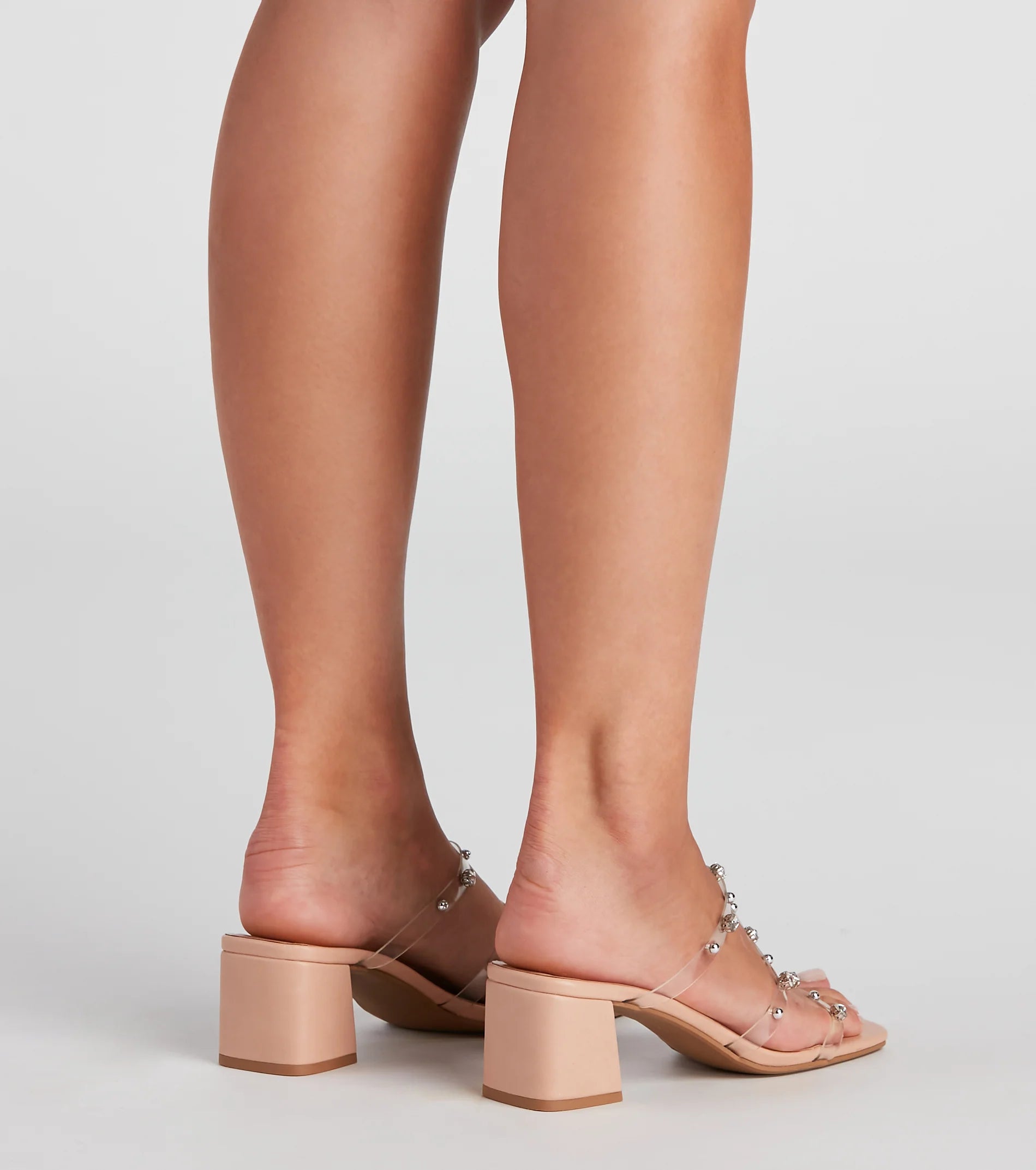 Studded PVC Caged Strap Mules