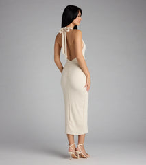 Chic Cutie Ribbed Knit Halter Midi Dress