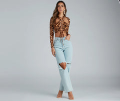 Bold Beauty Leopard Brushed Knit Halter Top