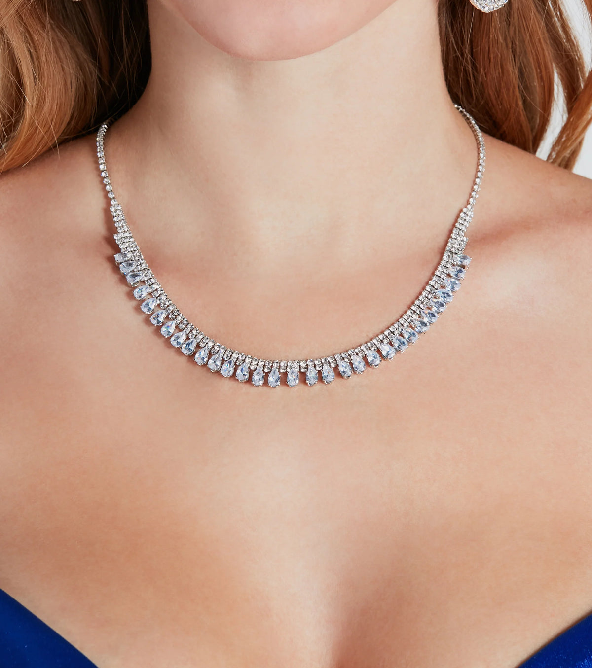 Time To Dazzle Rhinestone Dainty Fringe Necklace