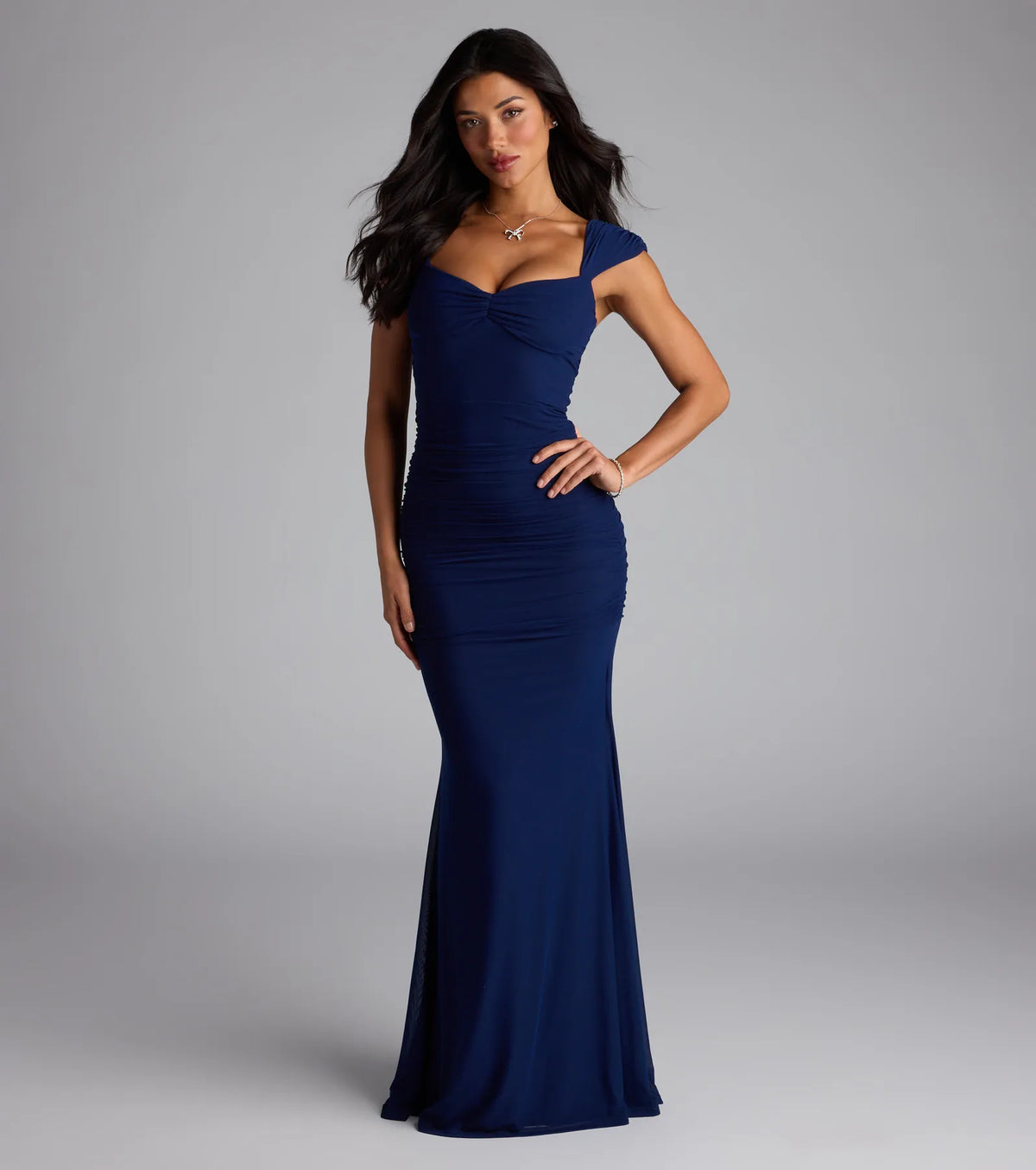 Camren Lace-Up Mermaid Mesh Formal Dress