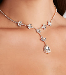 Ethereal Chic Rhinestone Front And Back Lariat Necklace