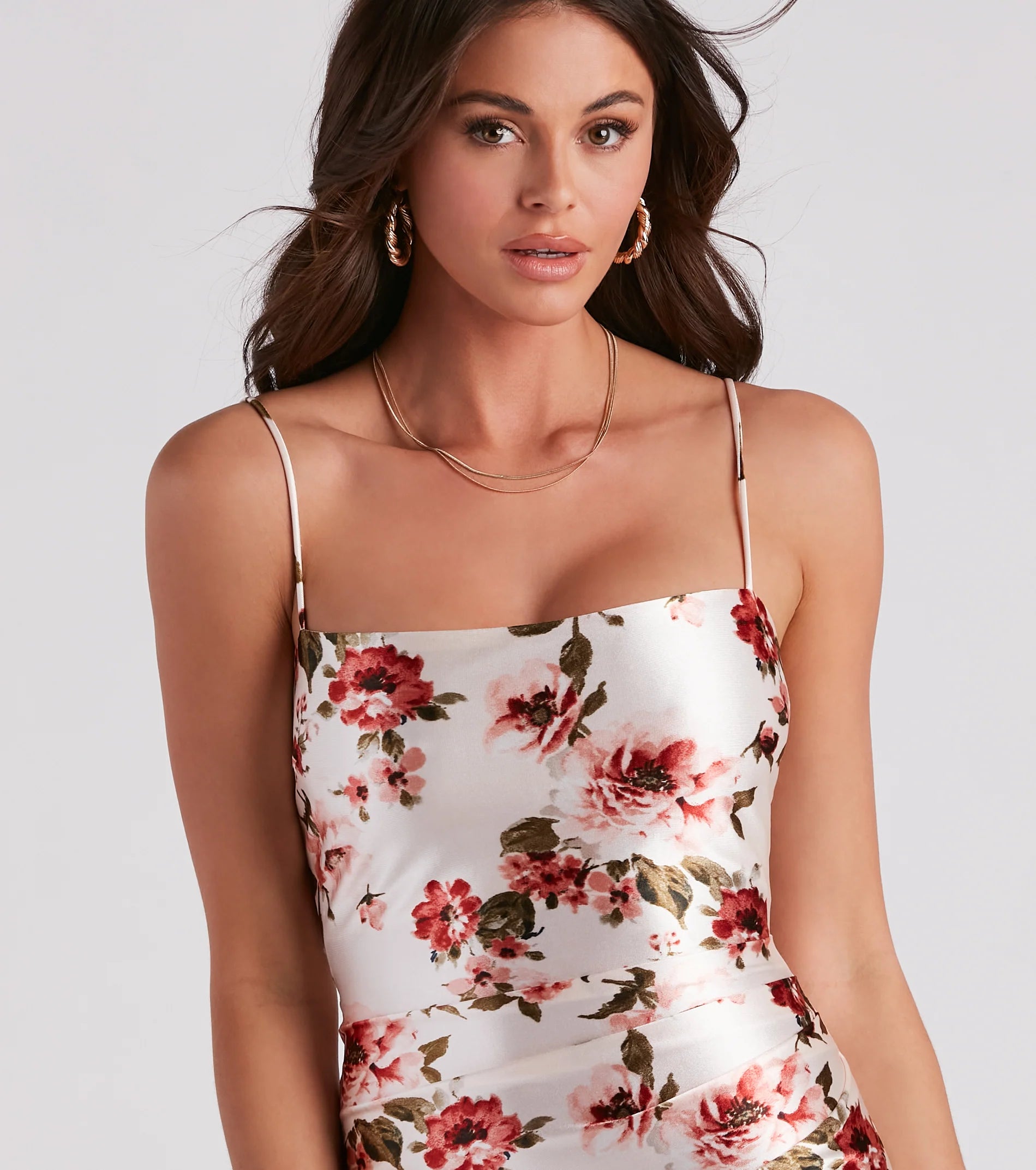 Blooming Romance Floral Satin Mini Dress