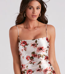 Blooming Romance Floral Satin Mini Dress