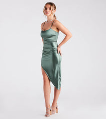 Alluring Silhouette Satin Midi Dress