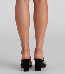 Glimmer Glam Square Toe Rhinestone Heels