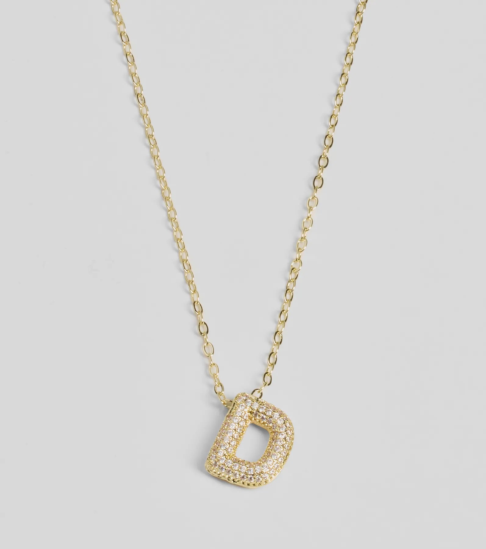 Bubble Letter Monogram Rhinestone Necklace