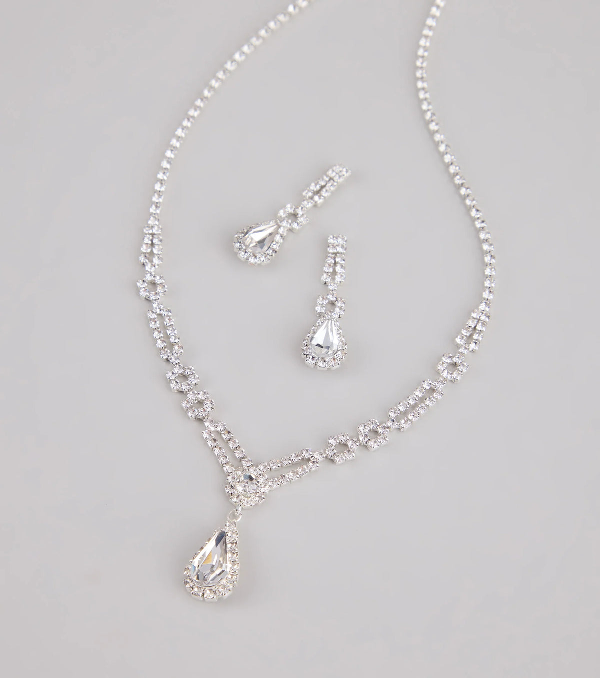Crown Jewel Teardrop Necklace And Earrings Set