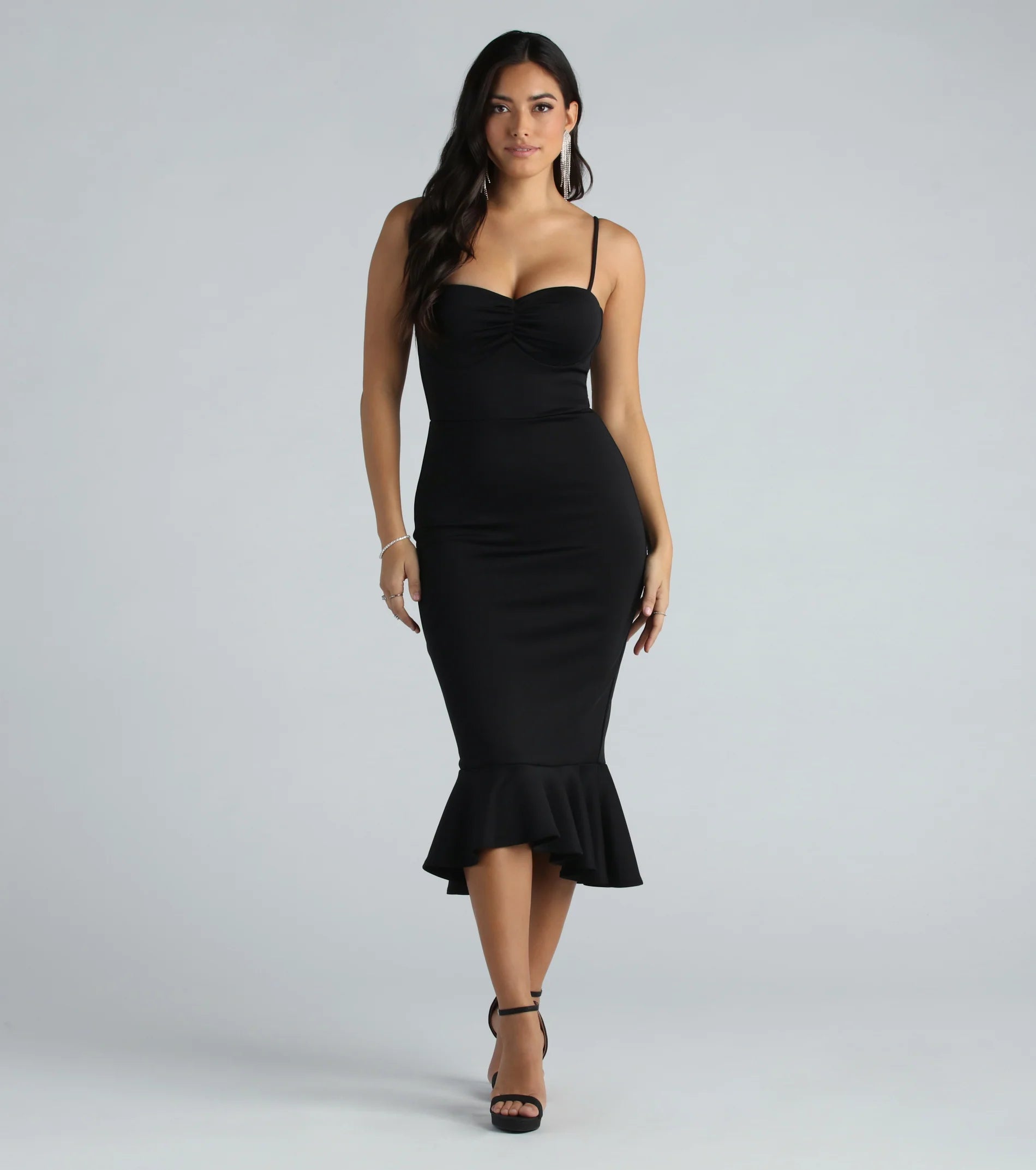 Aleah Formal Trumpet Hem Midi Dress