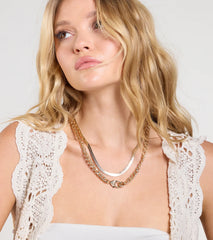 Sweet And Edgy Heart Layered Chain Necklace