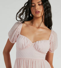 Whimsical Appeal Puff Sleeve Chiffon Skater Dress