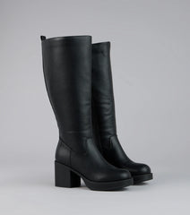 Steppin Up Block Heel Knee High Boots