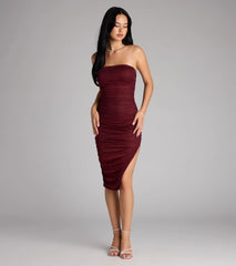 Shimmering Allure Glitter Tube Midi Dress