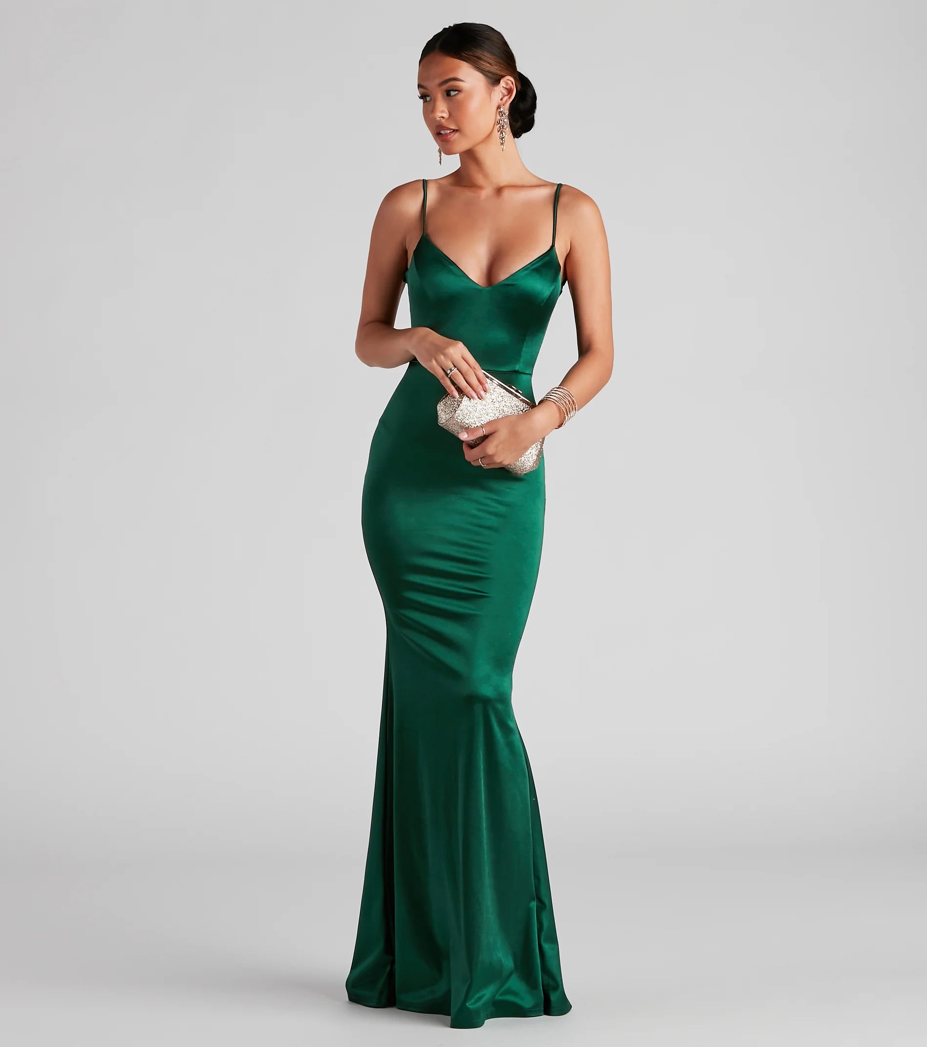 Camille Formal Satin Caged Dress