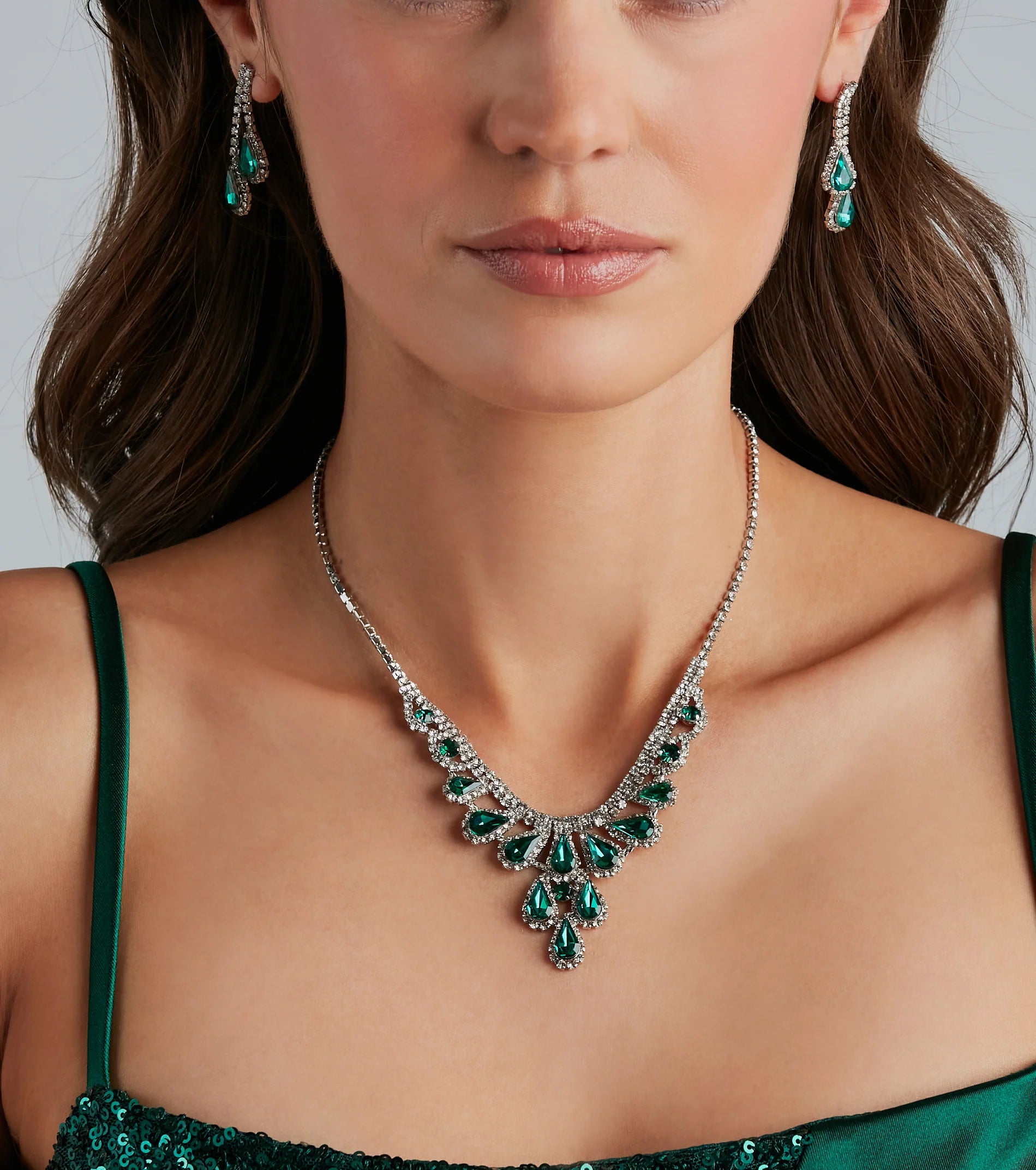 Sparkle Goals Gemstone Necklace And Earrings Set