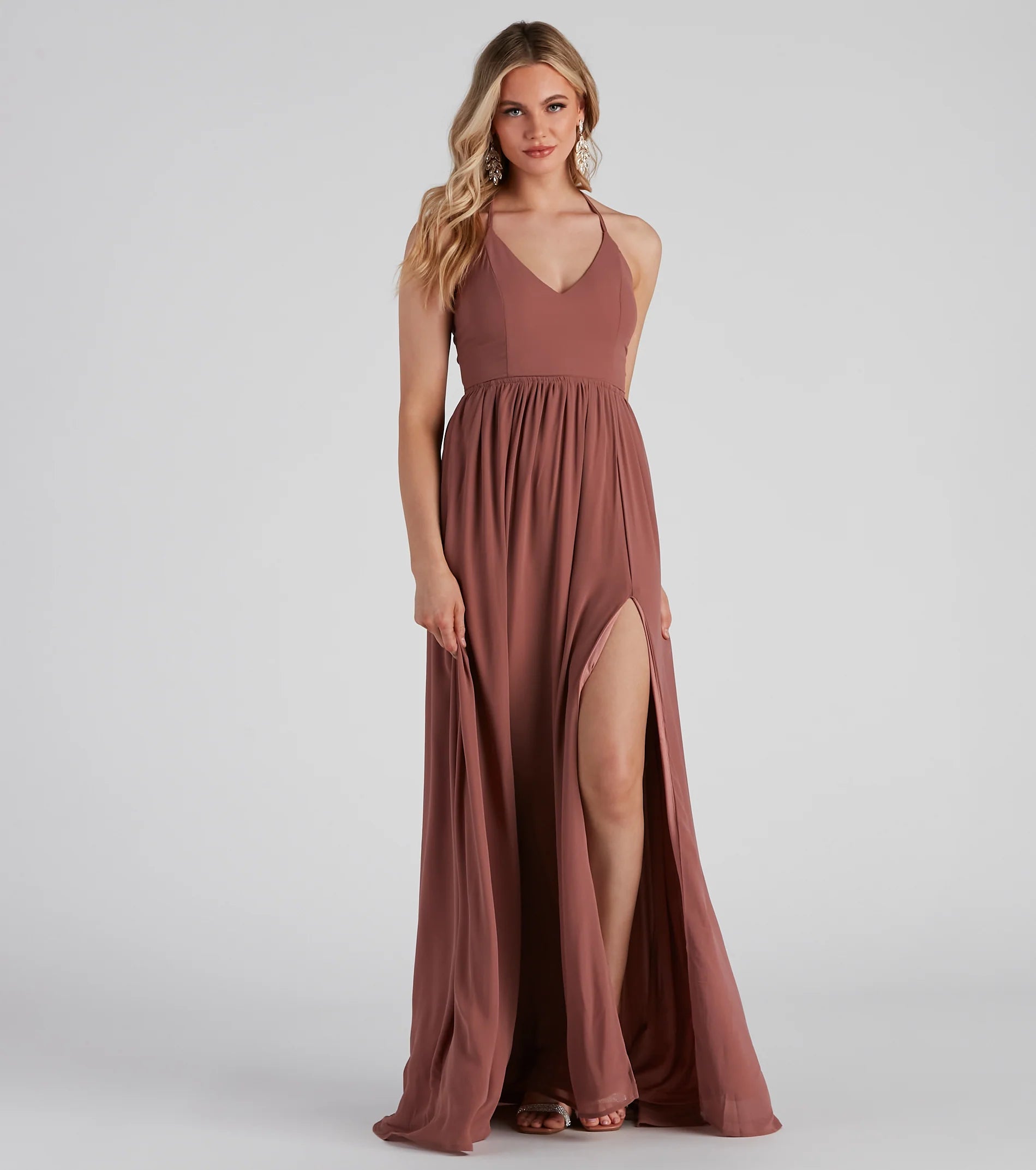 Shailene Lace Back Chiffon Formal Dress