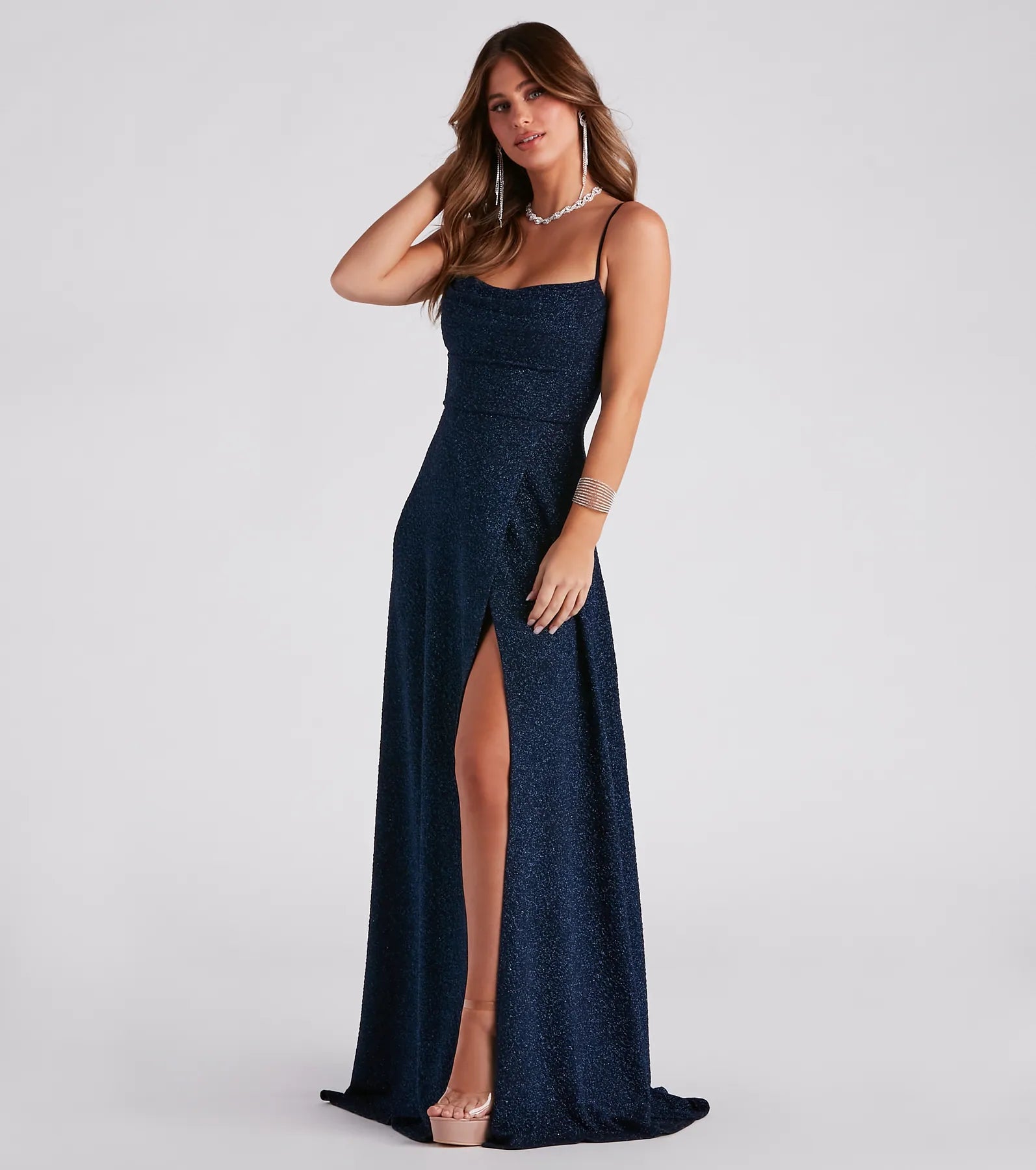 Stephanie Formal Glitter A-Line Dress