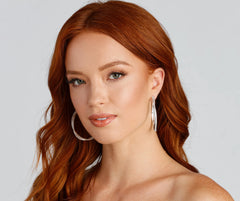 Glam Rhinestone Twisted Hoop Earrings