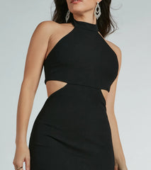 Avalynn Halter Cutout Crepe Formal Dress