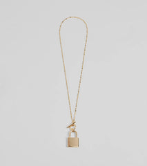 Glam Secret Lock Pendant Charm Necklace