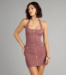 Spice Season Button Knit Mini Dress