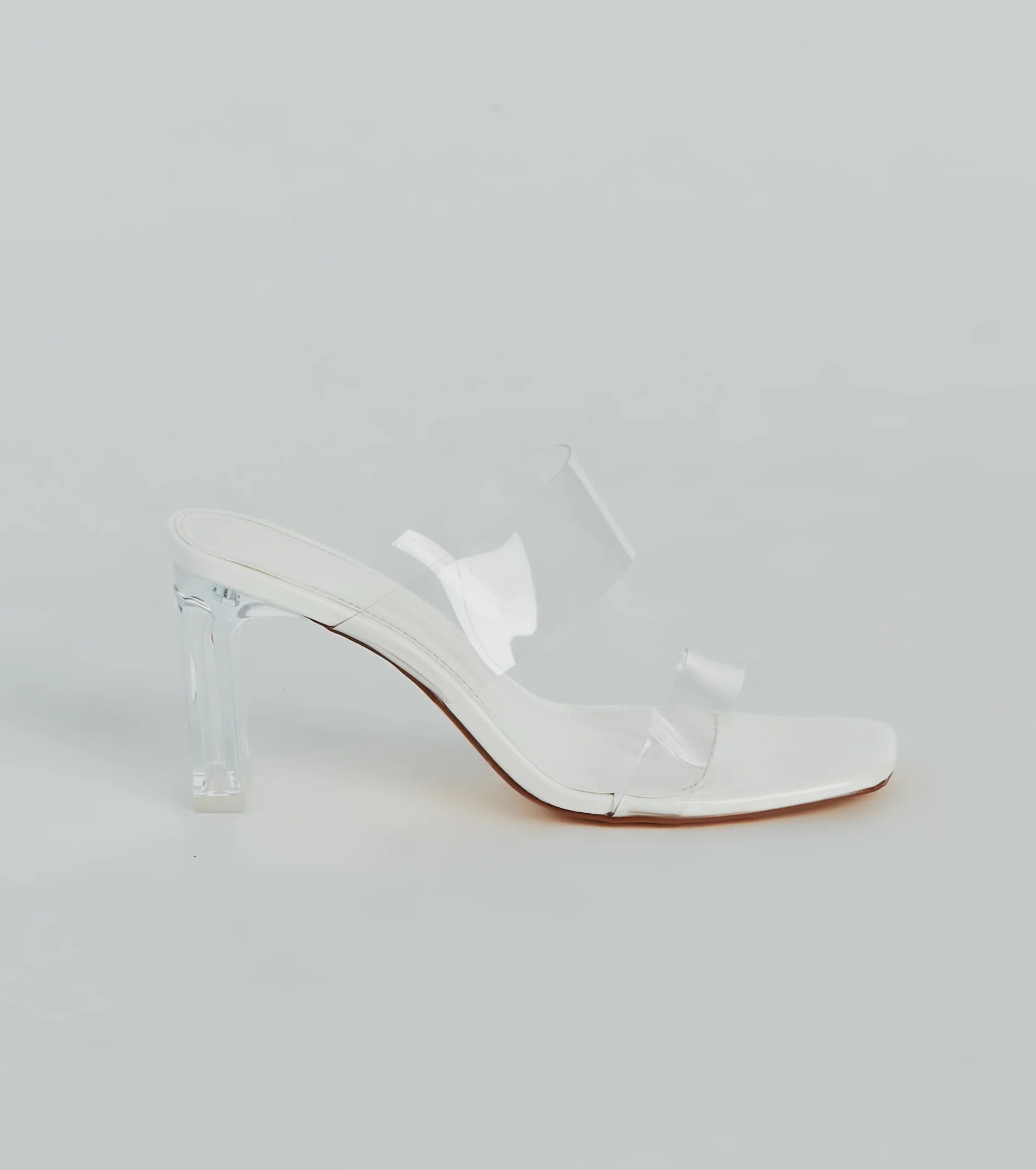 Style So Clear Strap Metallic Block Heel Mules