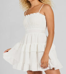 Tea Time Ruffled Short Skater Dress