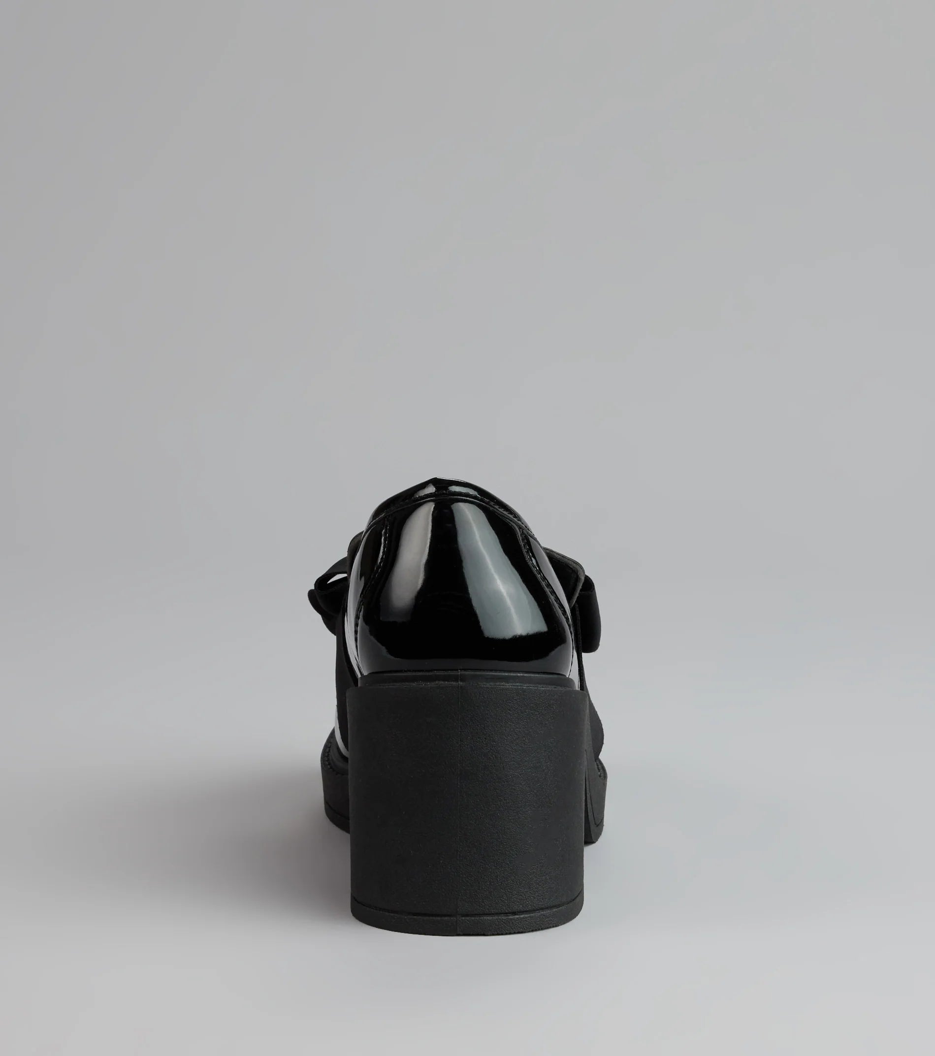 Gloss And Bow Block Heel Loafers