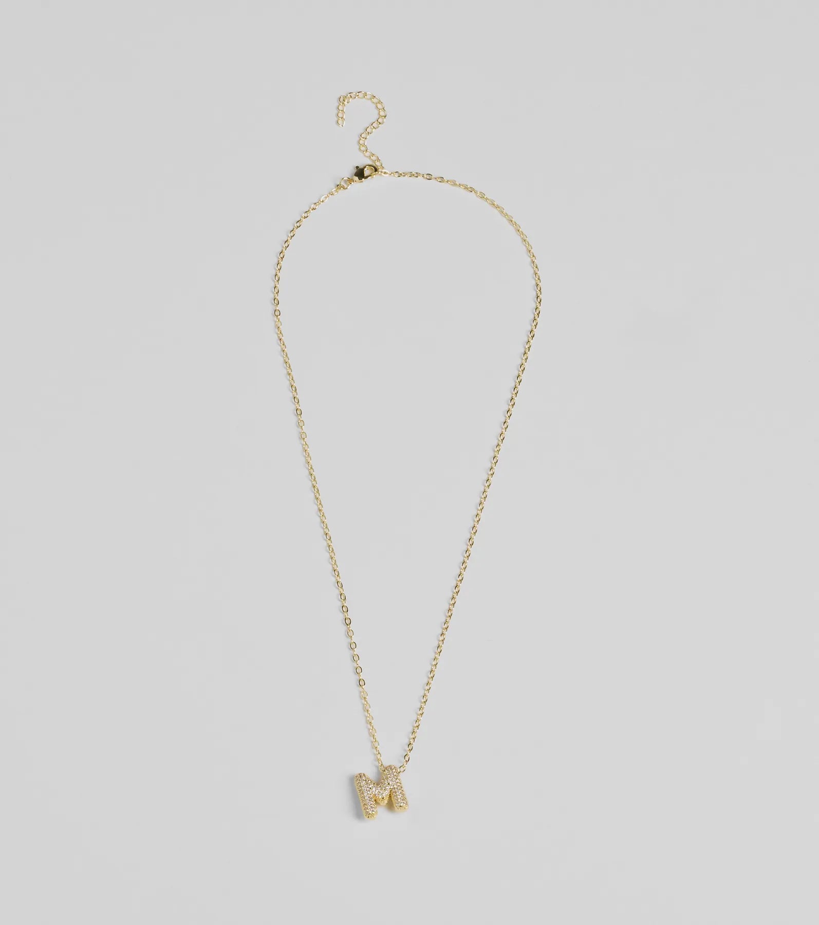 Bubble Letter Monogram Rhinestone Necklace