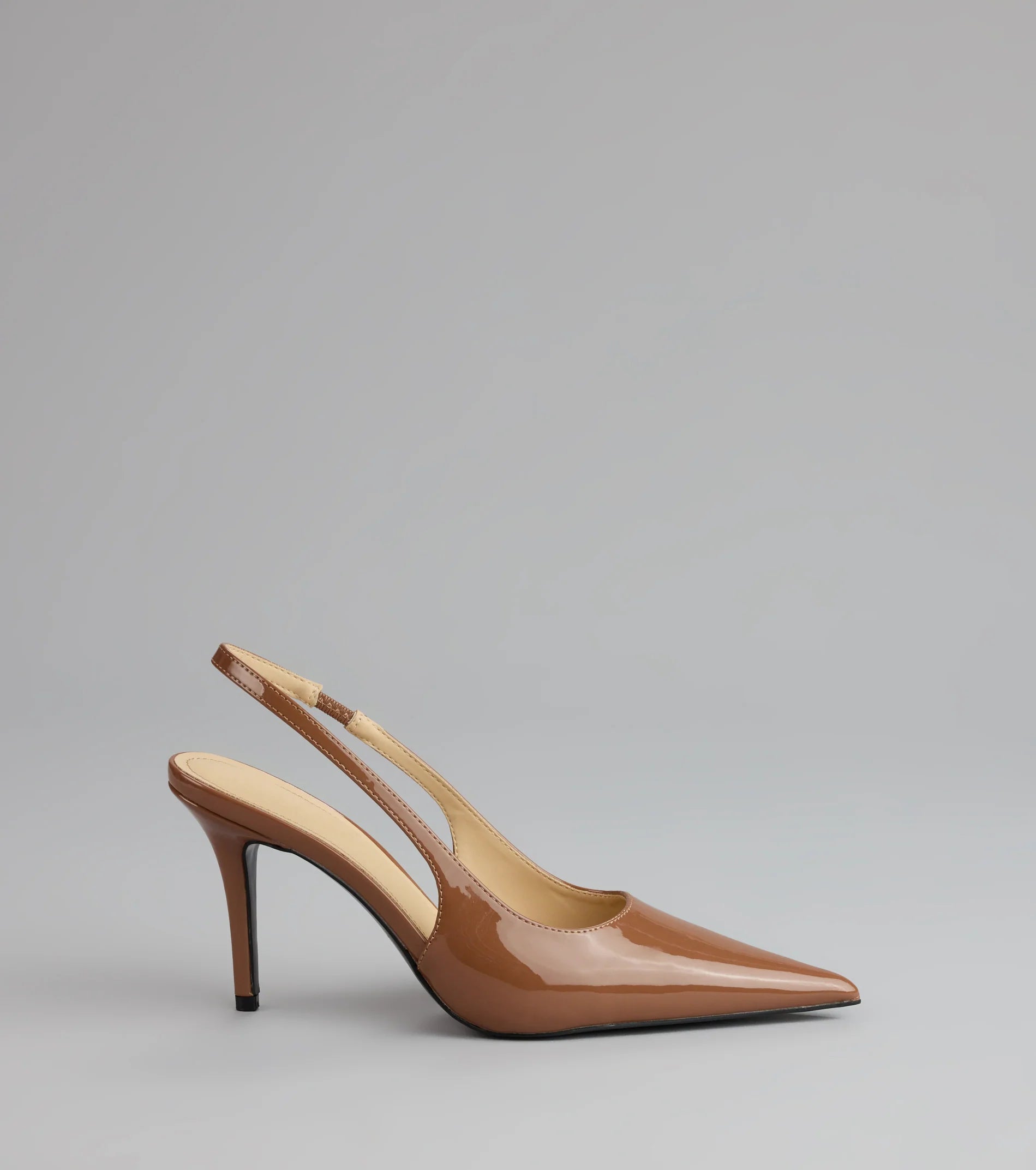 Sharp Finish Patent Slingback Pumps