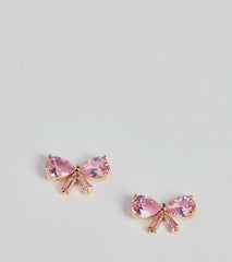 Ever So Charmed Rhinestone Bow Stud Earrings