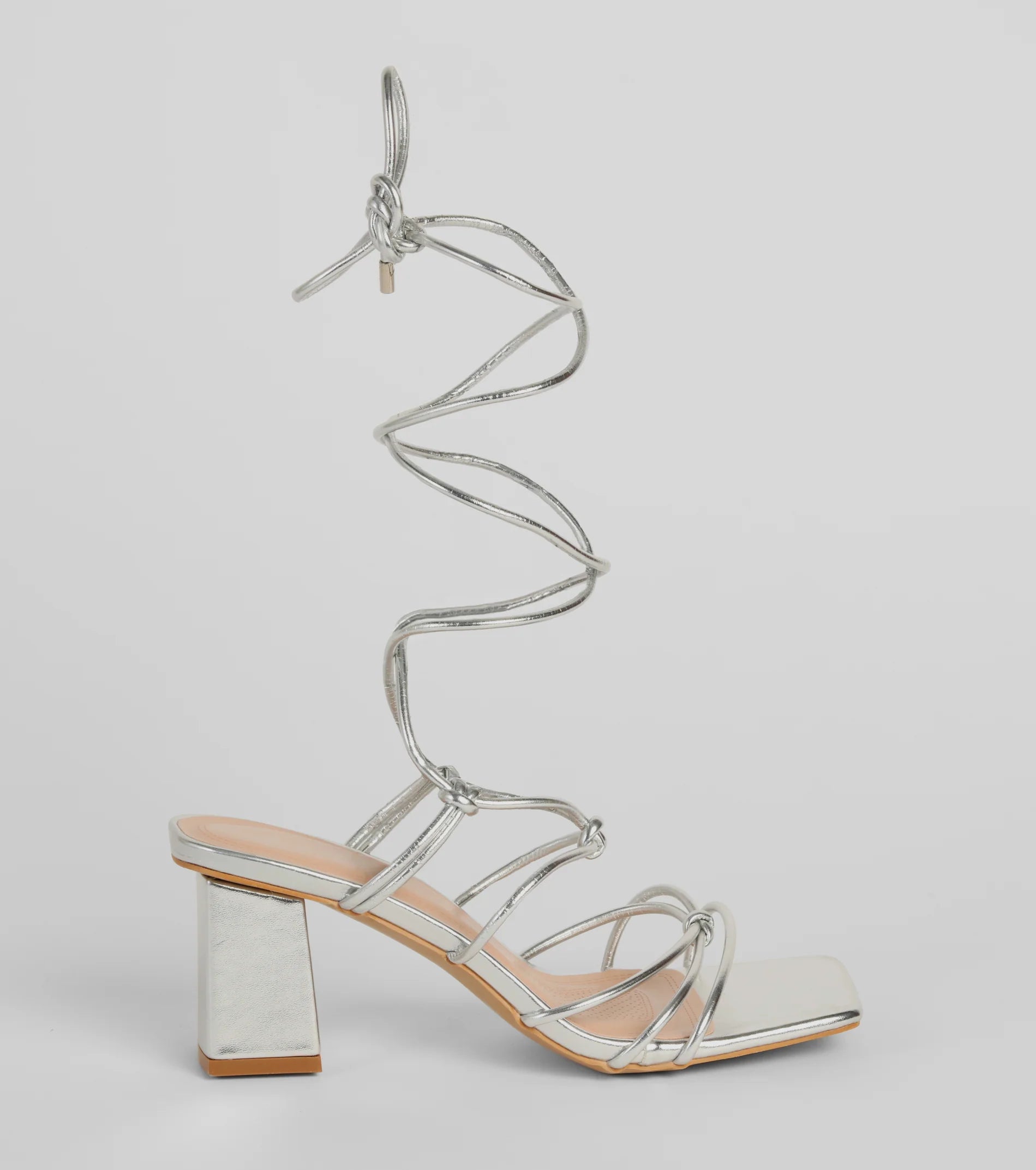 Come Around Metallic Lace-Up Block Heels